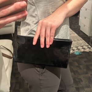 Vintage black magnetic closure clutch